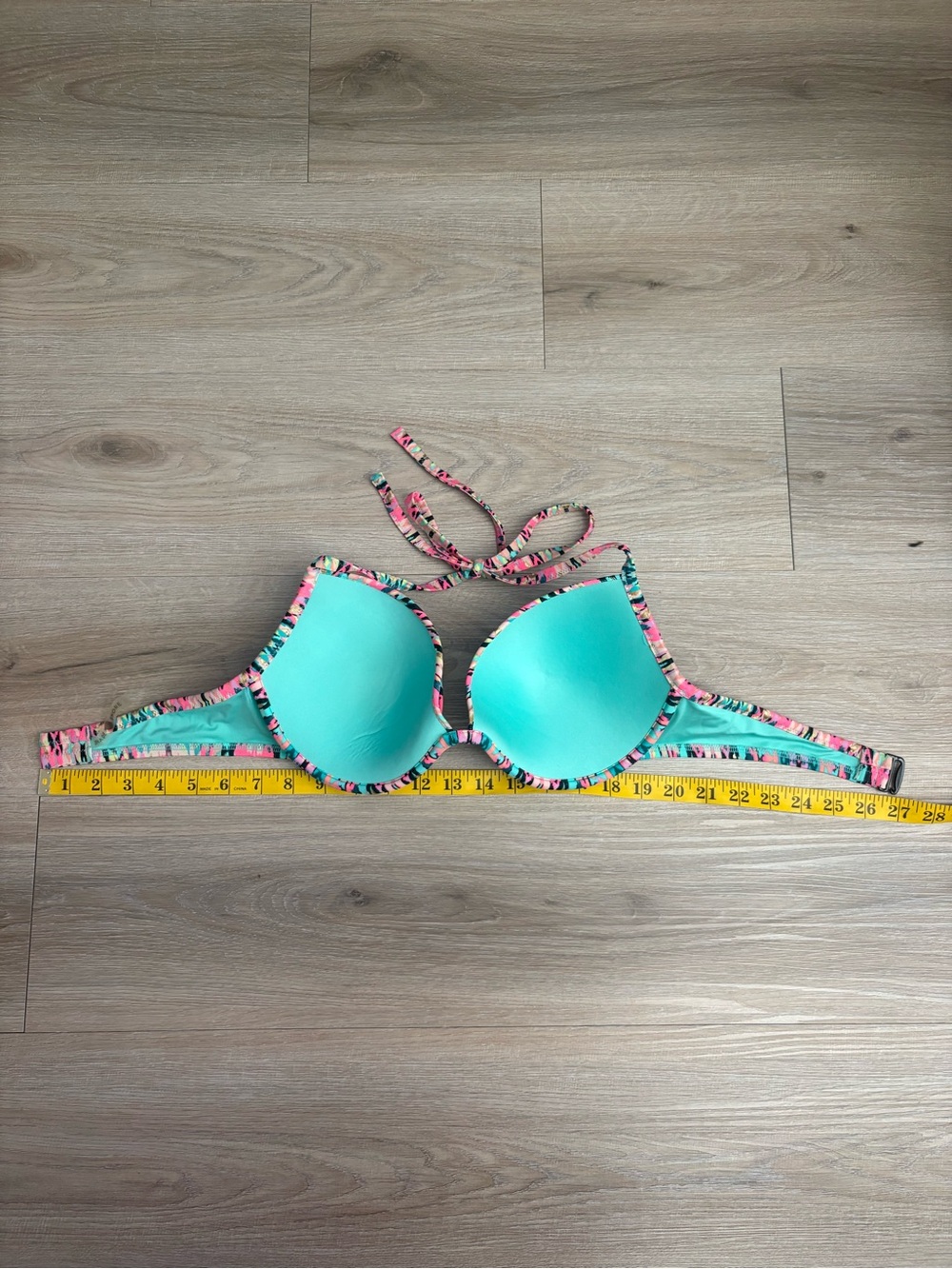 Shade & Shore Pink Teal Multicolor Halter Bikini Top - Picture 4 of 4